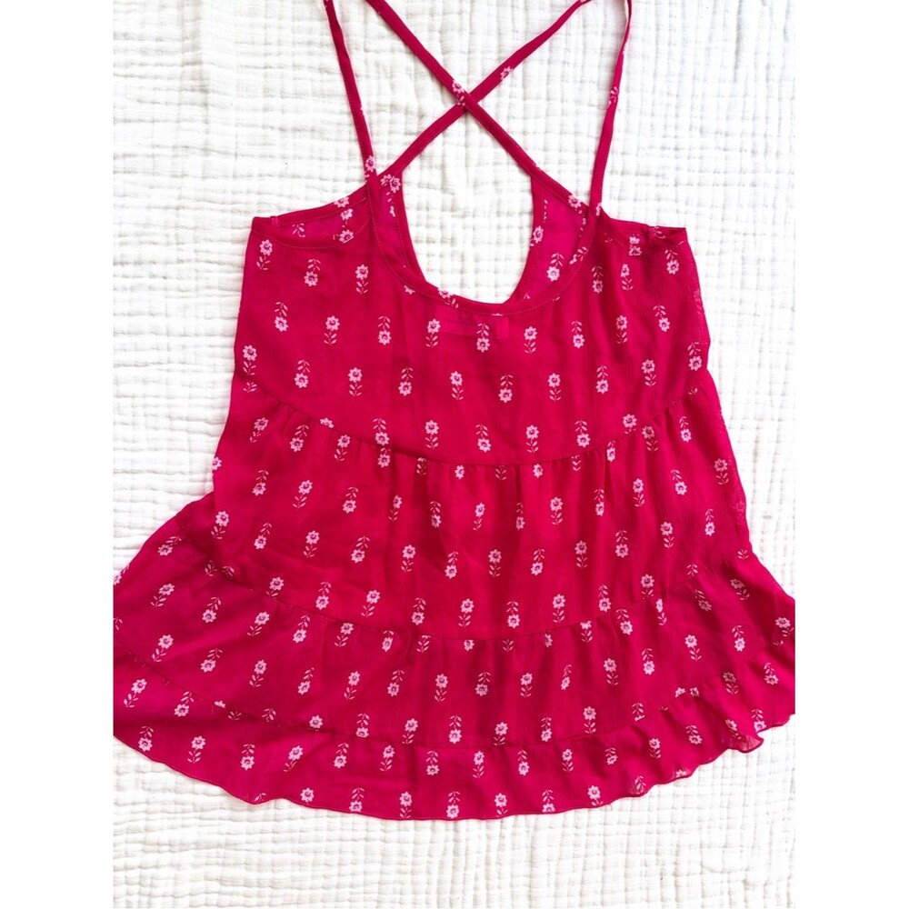Vintage Abercrombie & Fitch Pink Floral Chiffon Tiered Cami Tank M